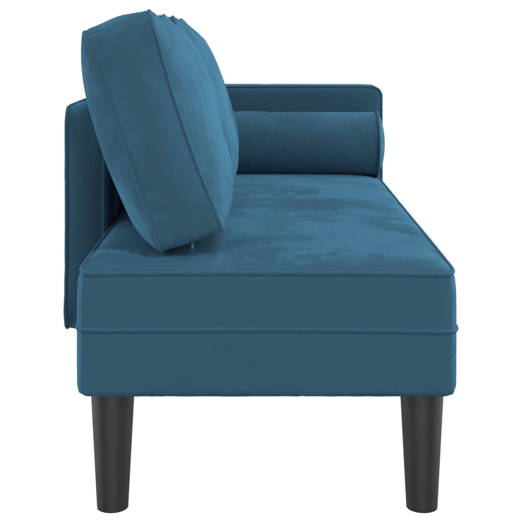 Chaise longue met kussens fluweel blauw is nu te koop bij PeponiXL, paradijselijk wonen!