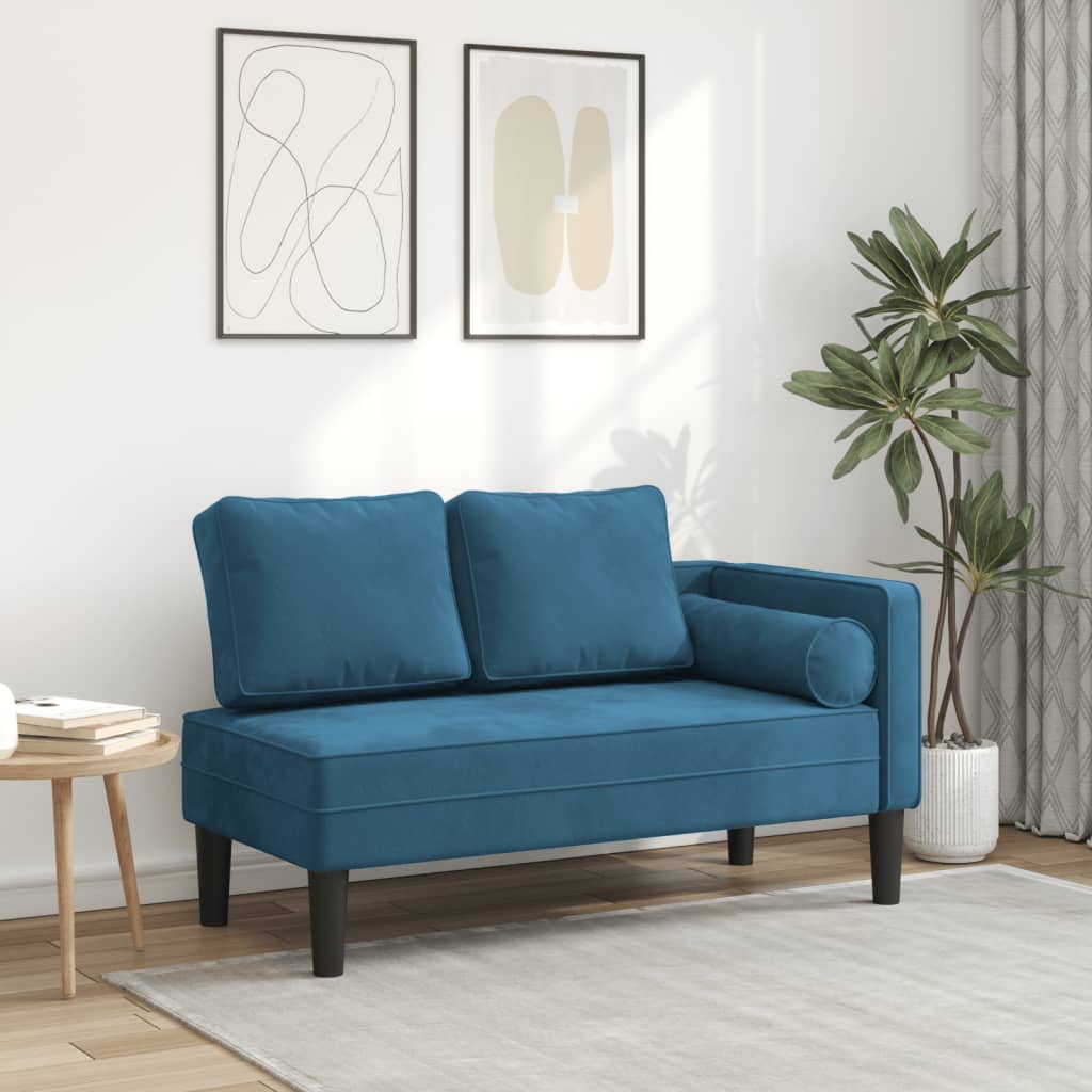 Chaise longue met kussens fluweel blauw is nu te koop bij PeponiXL, paradijselijk wonen!