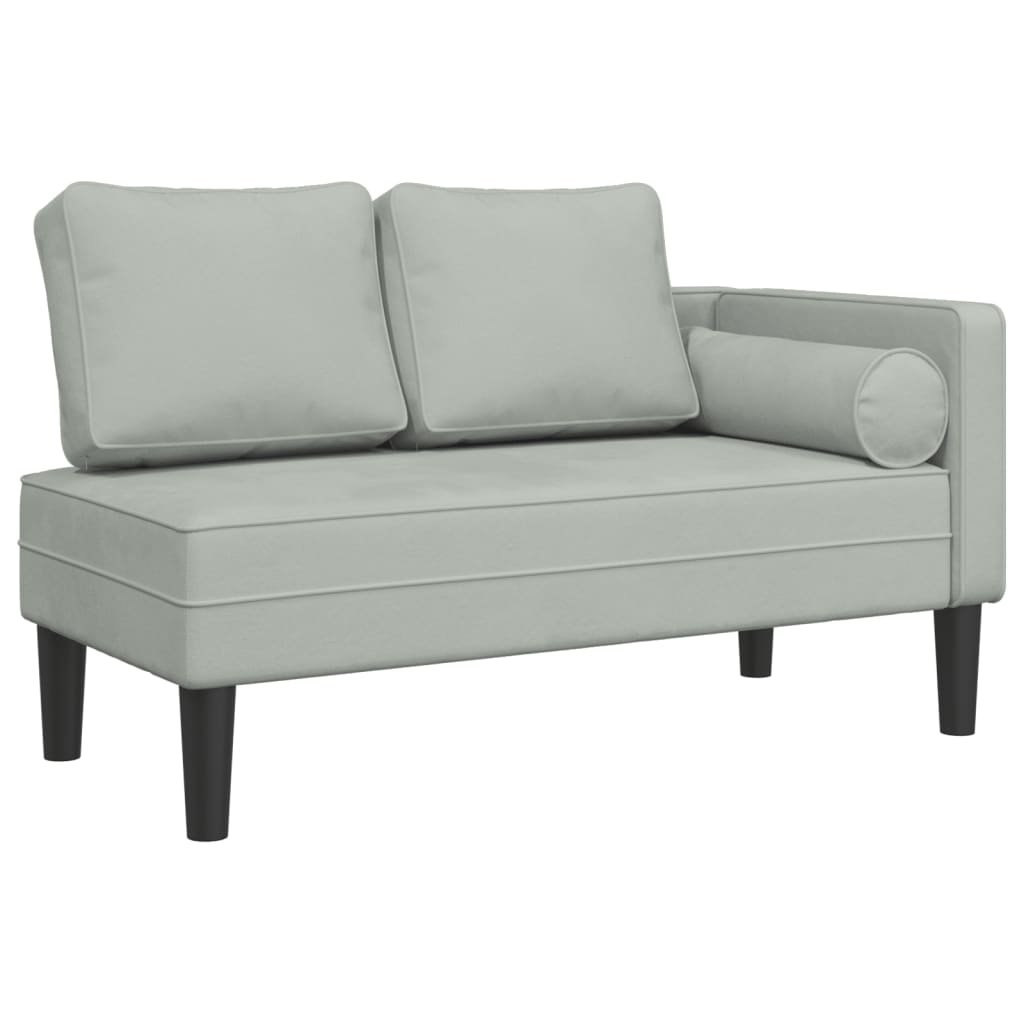 Chaise longue met kussens fluweel lichtgrijs is nu te koop bij PeponiXL, paradijselijk wonen!