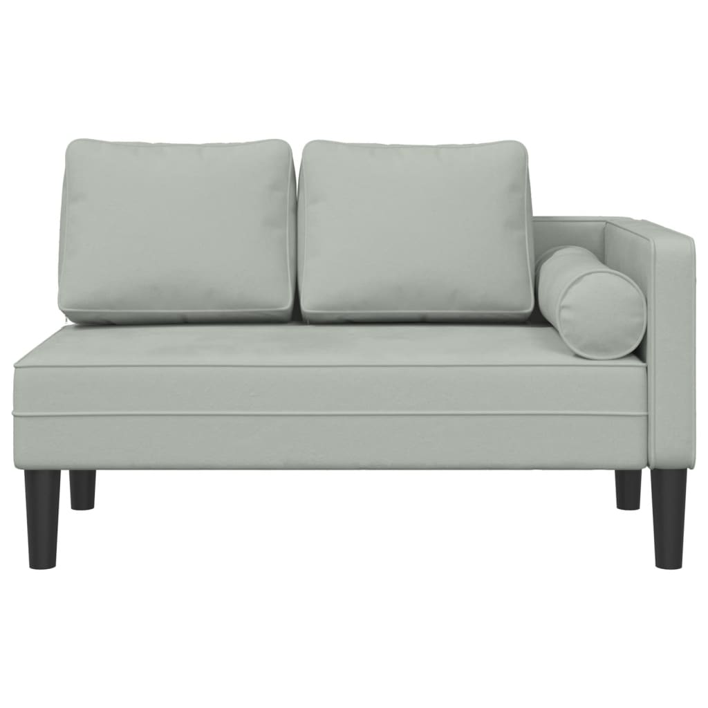 Chaise longue met kussens fluweel lichtgrijs is nu te koop bij PeponiXL, paradijselijk wonen!