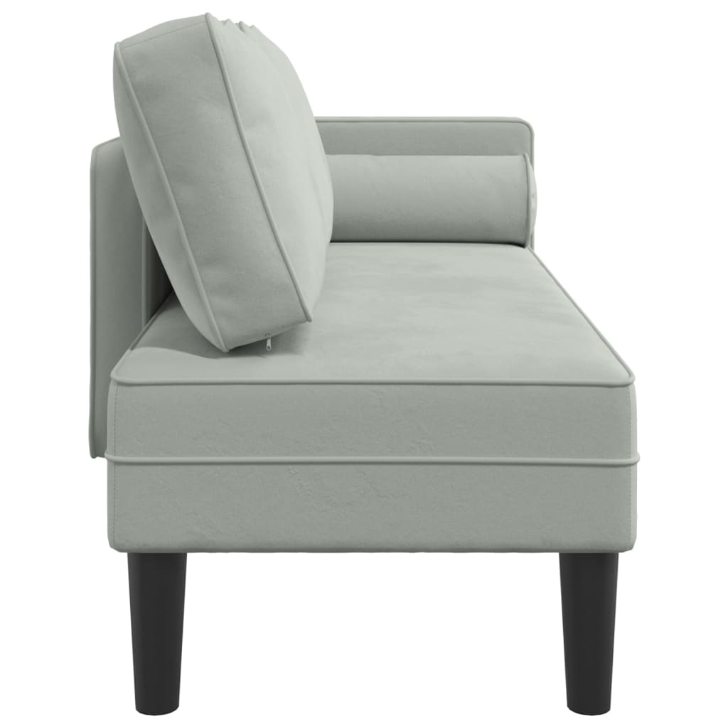 Chaise longue met kussens fluweel lichtgrijs is nu te koop bij PeponiXL, paradijselijk wonen!