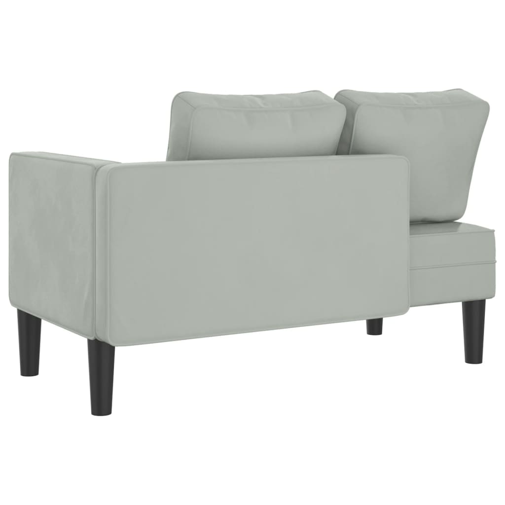 Chaise longue met kussens fluweel lichtgrijs is nu te koop bij PeponiXL, paradijselijk wonen!