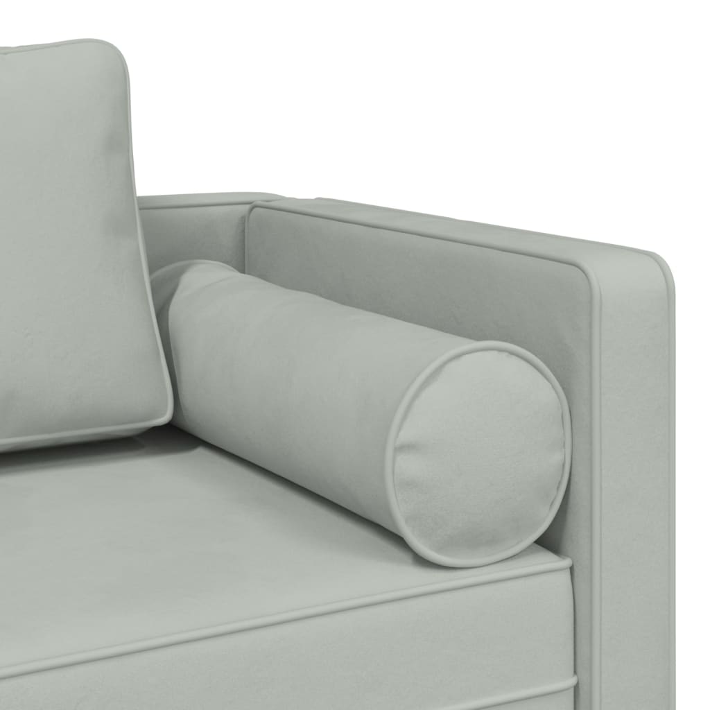Chaise longue met kussens fluweel lichtgrijs is nu te koop bij PeponiXL, paradijselijk wonen!