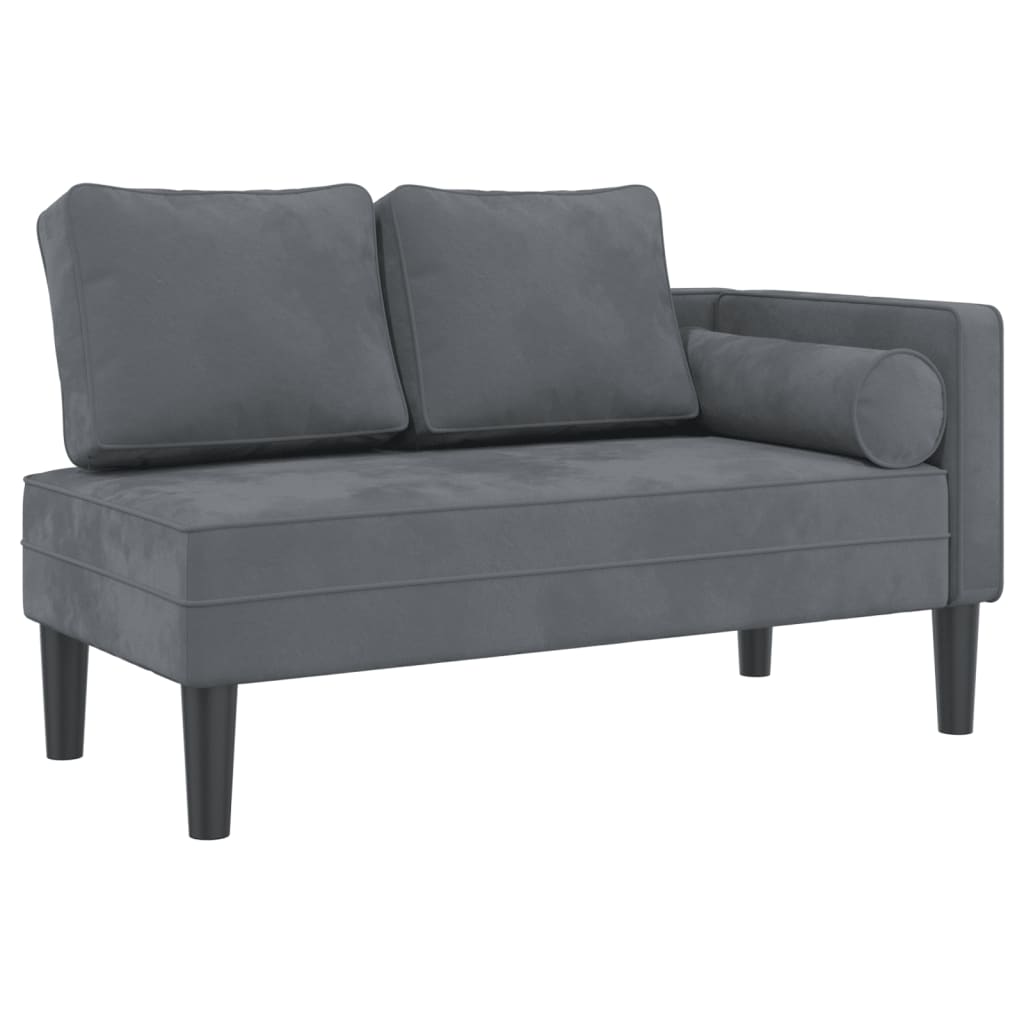 Chaise longue met kussens fluweel donkergrijs is nu te koop bij PeponiXL, paradijselijk wonen!