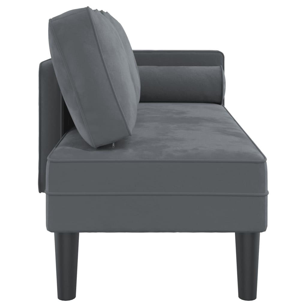 Chaise longue met kussens fluweel donkergrijs is nu te koop bij PeponiXL, paradijselijk wonen!