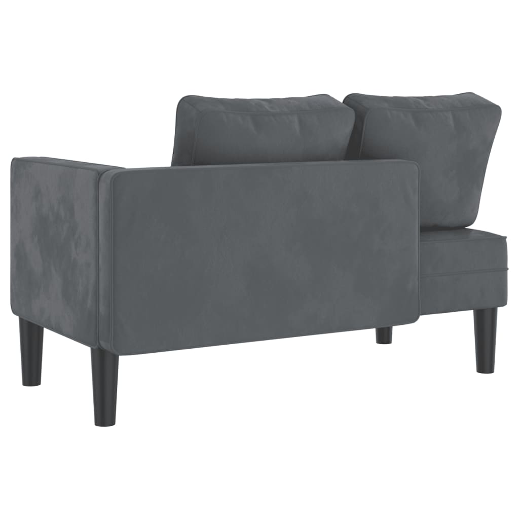 Chaise longue met kussens fluweel donkergrijs is nu te koop bij PeponiXL, paradijselijk wonen!