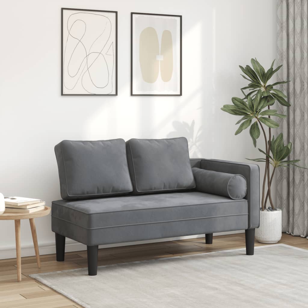 Chaise longue met kussens fluweel donkergrijs is nu te koop bij PeponiXL, paradijselijk wonen!