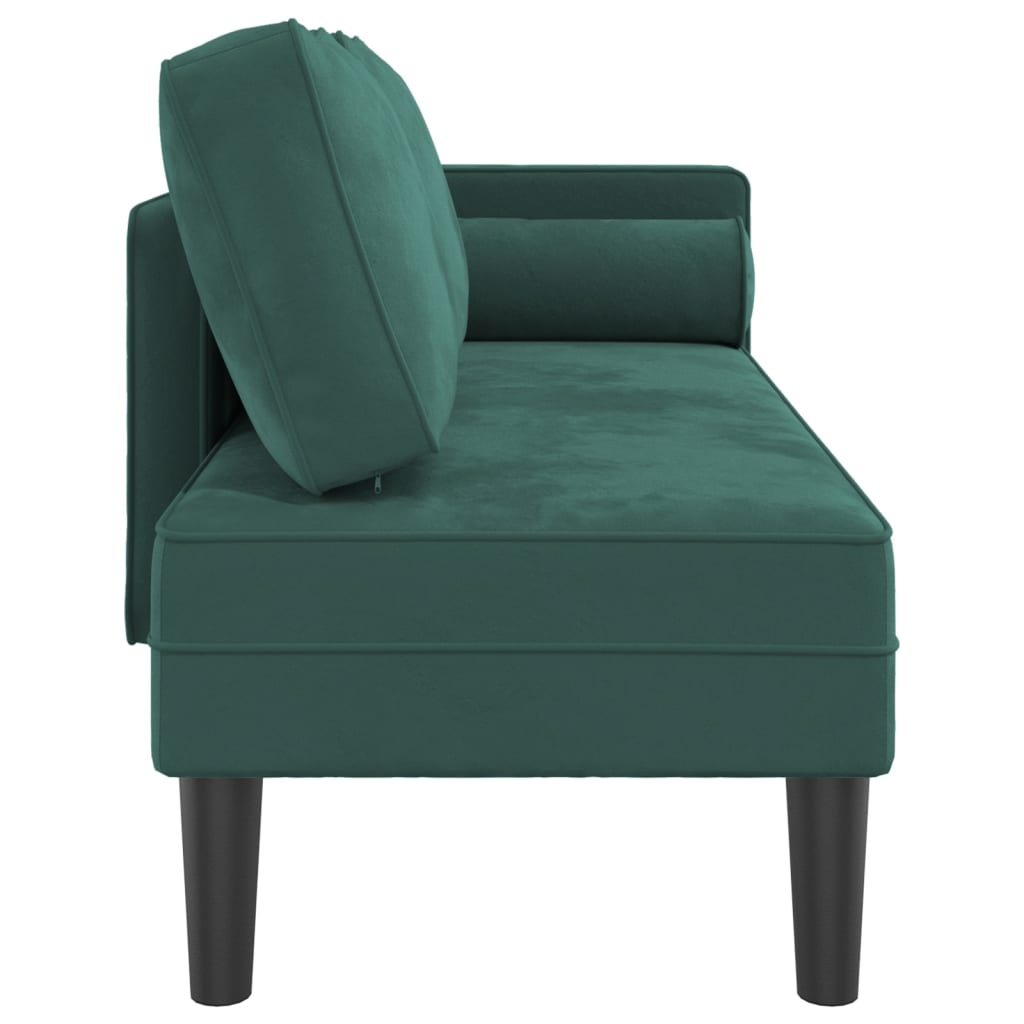 Chaise longue met kussens fluweel donkergroen is nu te koop bij PeponiXL, paradijselijk wonen!