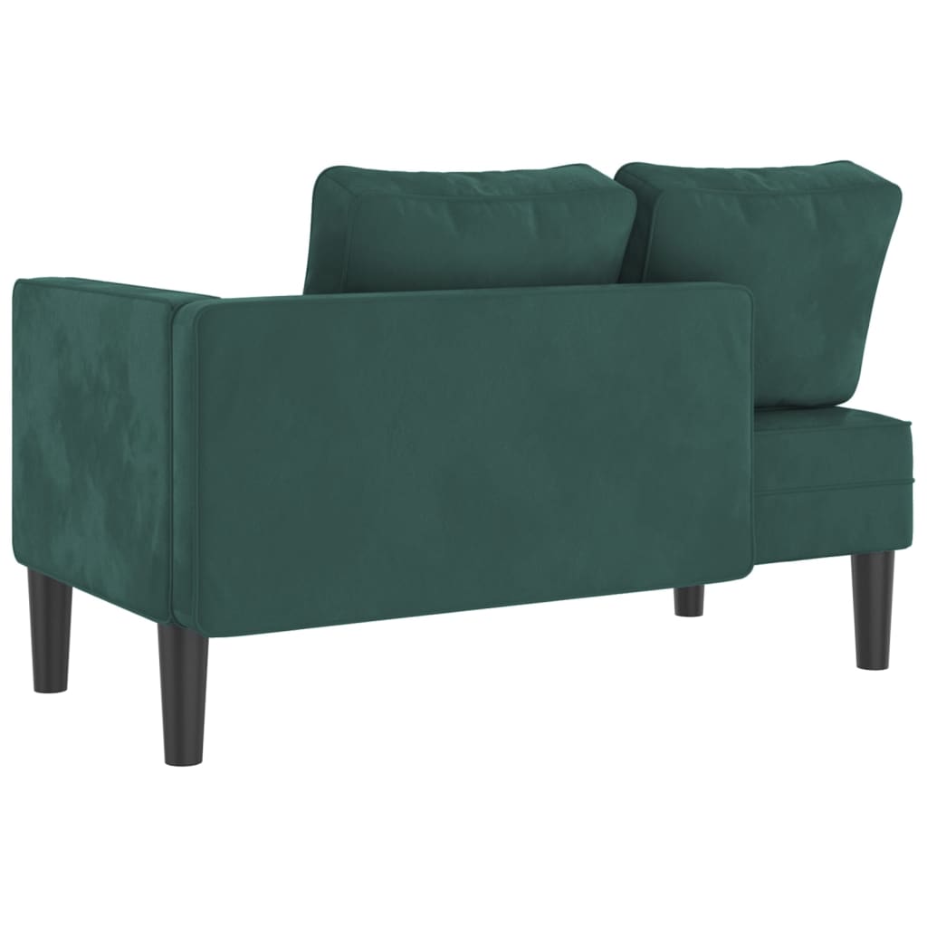 Chaise longue met kussens fluweel donkergroen is nu te koop bij PeponiXL, paradijselijk wonen!