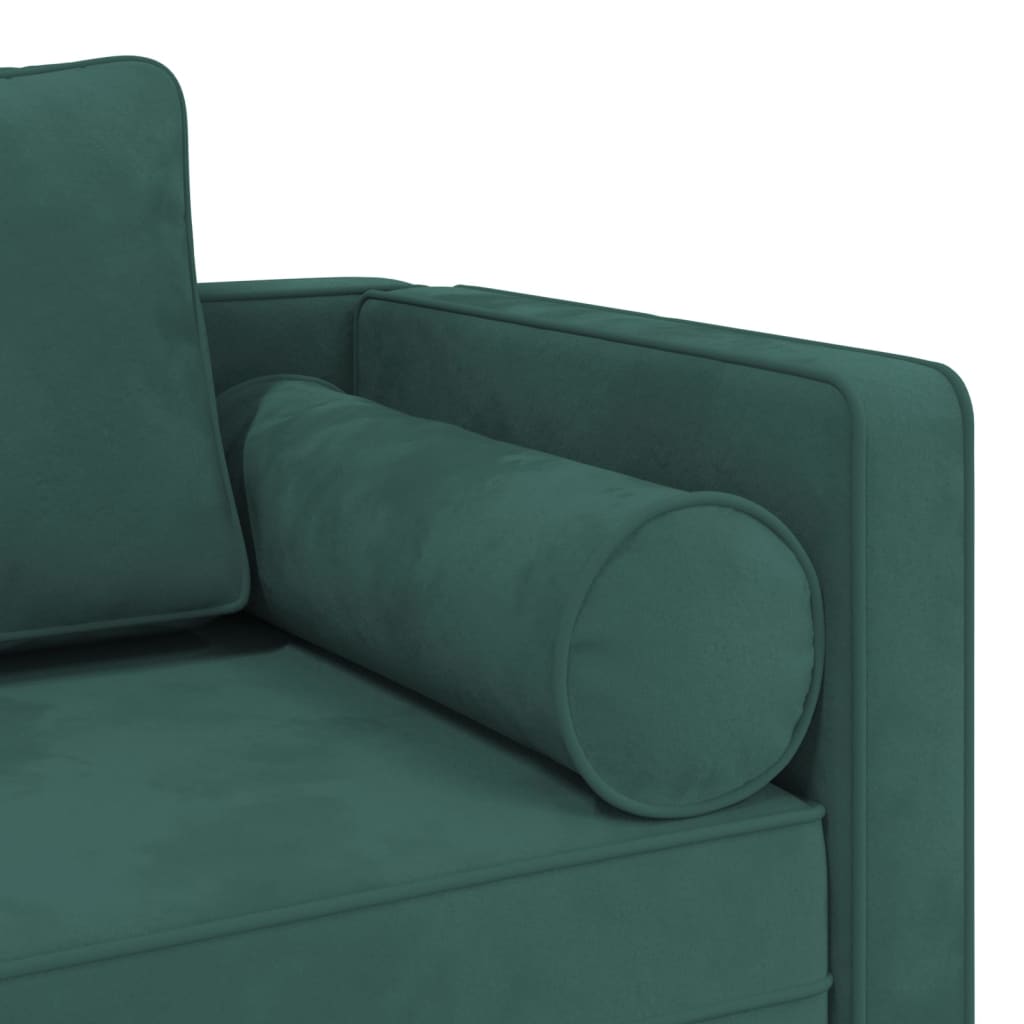 Chaise longue met kussens fluweel donkergroen is nu te koop bij PeponiXL, paradijselijk wonen!