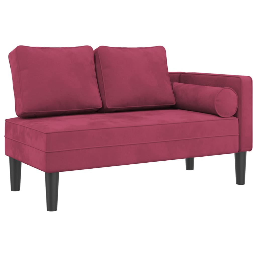 Chaise longue met kussens fluweel wijnrood is nu te koop bij PeponiXL, paradijselijk wonen!