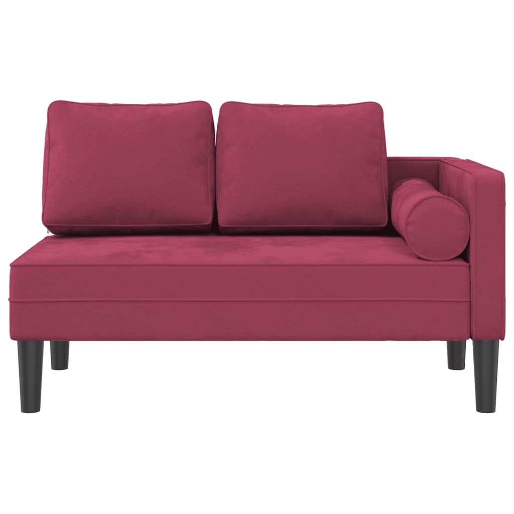 Chaise longue met kussens fluweel wijnrood is nu te koop bij PeponiXL, paradijselijk wonen!