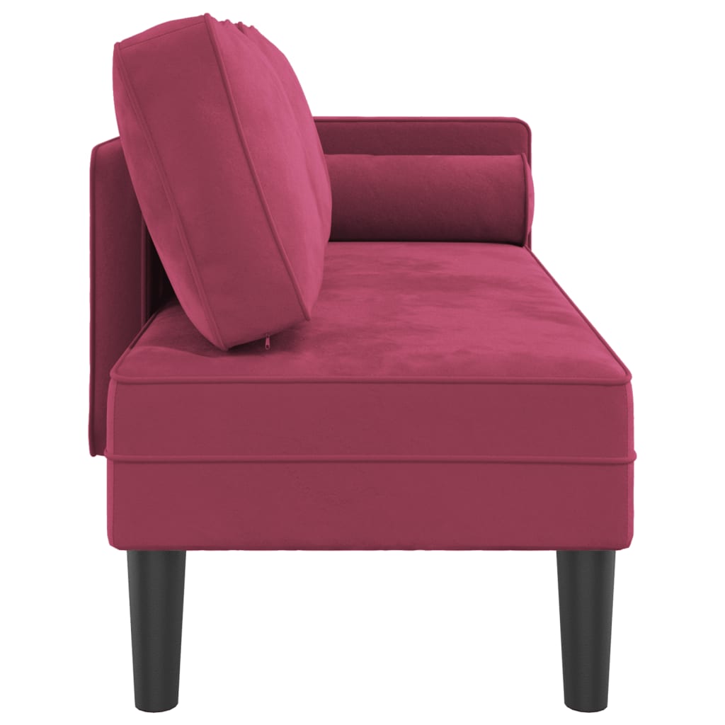 Chaise longue met kussens fluweel wijnrood is nu te koop bij PeponiXL, paradijselijk wonen!
