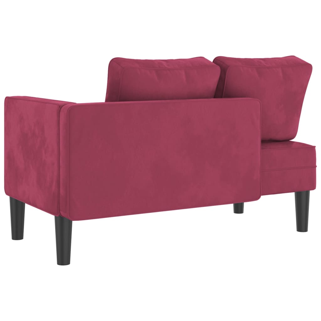 Chaise longue met kussens fluweel wijnrood is nu te koop bij PeponiXL, paradijselijk wonen!