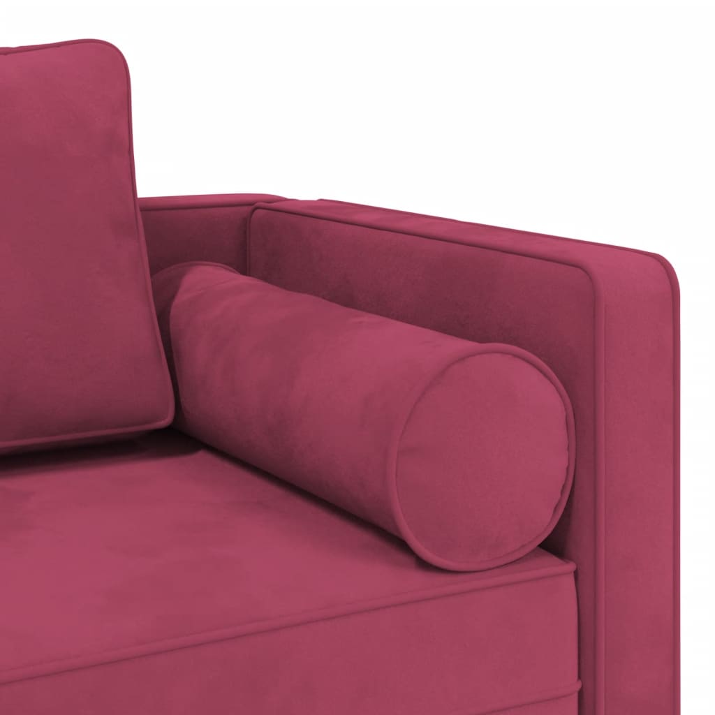 Chaise longue met kussens fluweel wijnrood is nu te koop bij PeponiXL, paradijselijk wonen!