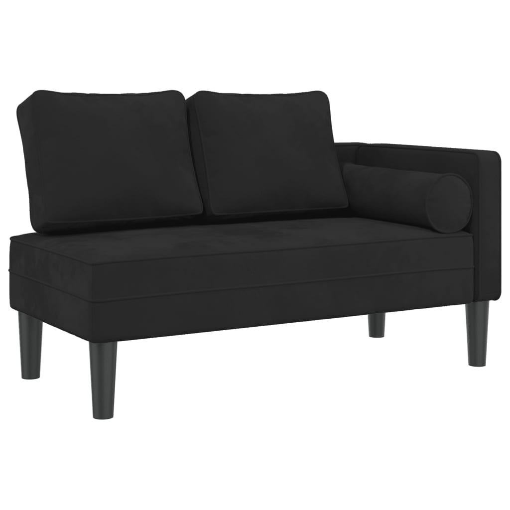 Chaise longue met kussens fluweel zwart is nu te koop bij PeponiXL, paradijselijk wonen!