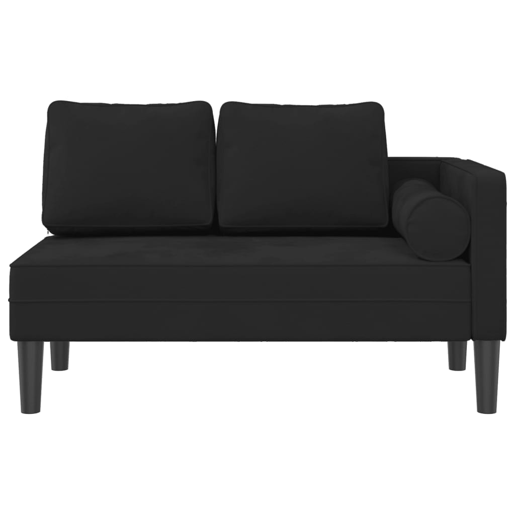 Chaise longue met kussens fluweel zwart is nu te koop bij PeponiXL, paradijselijk wonen!