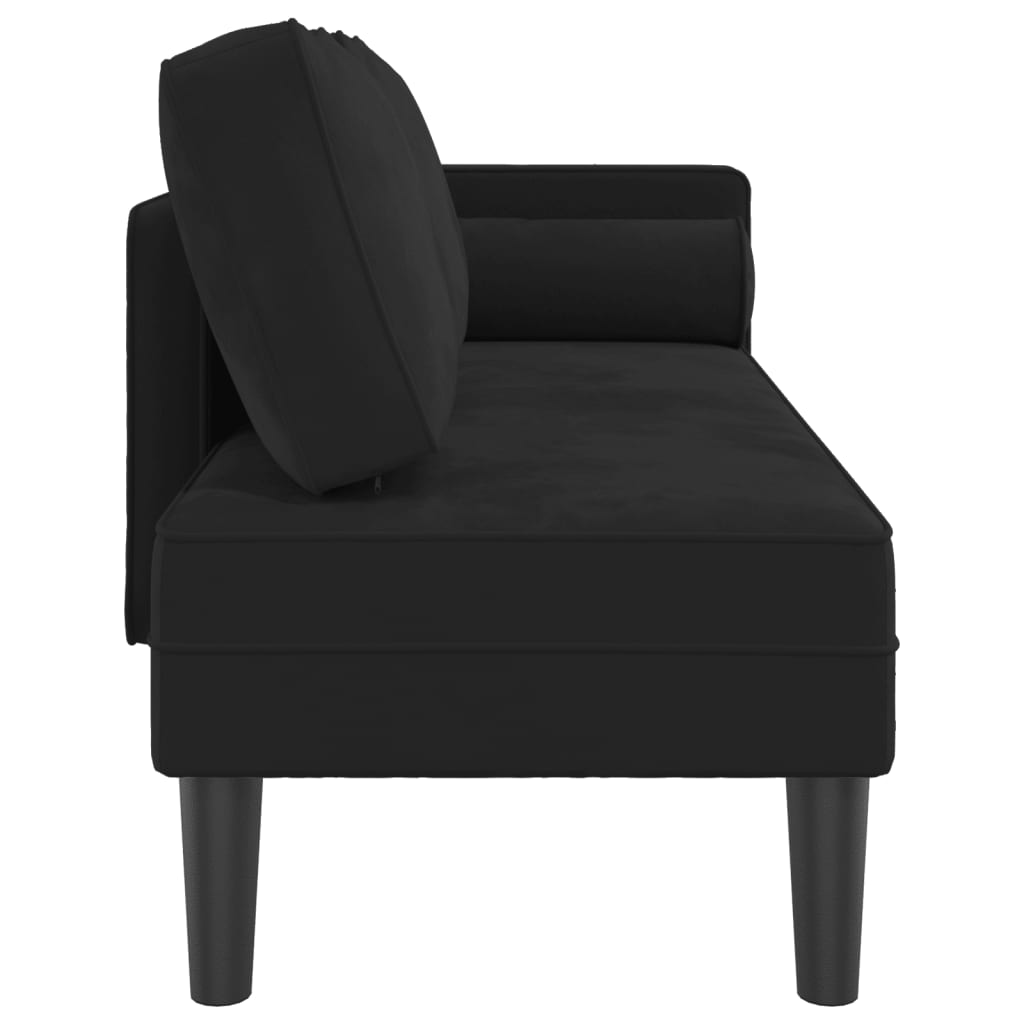 Chaise longue met kussens fluweel zwart is nu te koop bij PeponiXL, paradijselijk wonen!