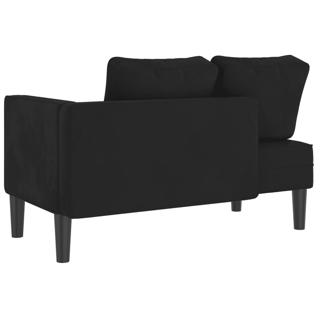 Chaise longue met kussens fluweel zwart is nu te koop bij PeponiXL, paradijselijk wonen!
