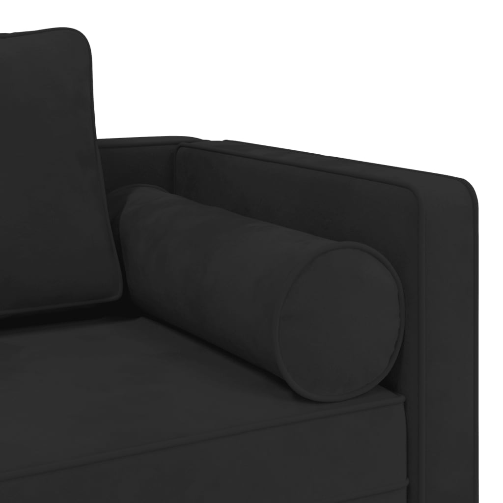 Chaise longue met kussens fluweel zwart is nu te koop bij PeponiXL, paradijselijk wonen!