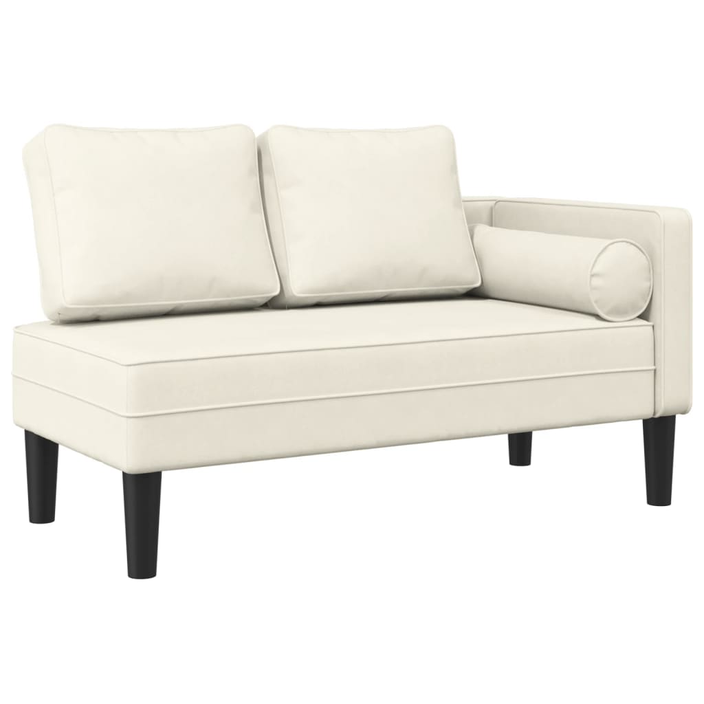 Chaise longue met kussens fluweel crèmekleurig is nu te koop bij PeponiXL, paradijselijk wonen!