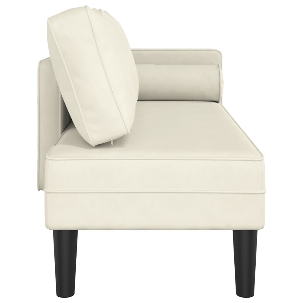 Chaise longue met kussens fluweel crèmekleurig is nu te koop bij PeponiXL, paradijselijk wonen!