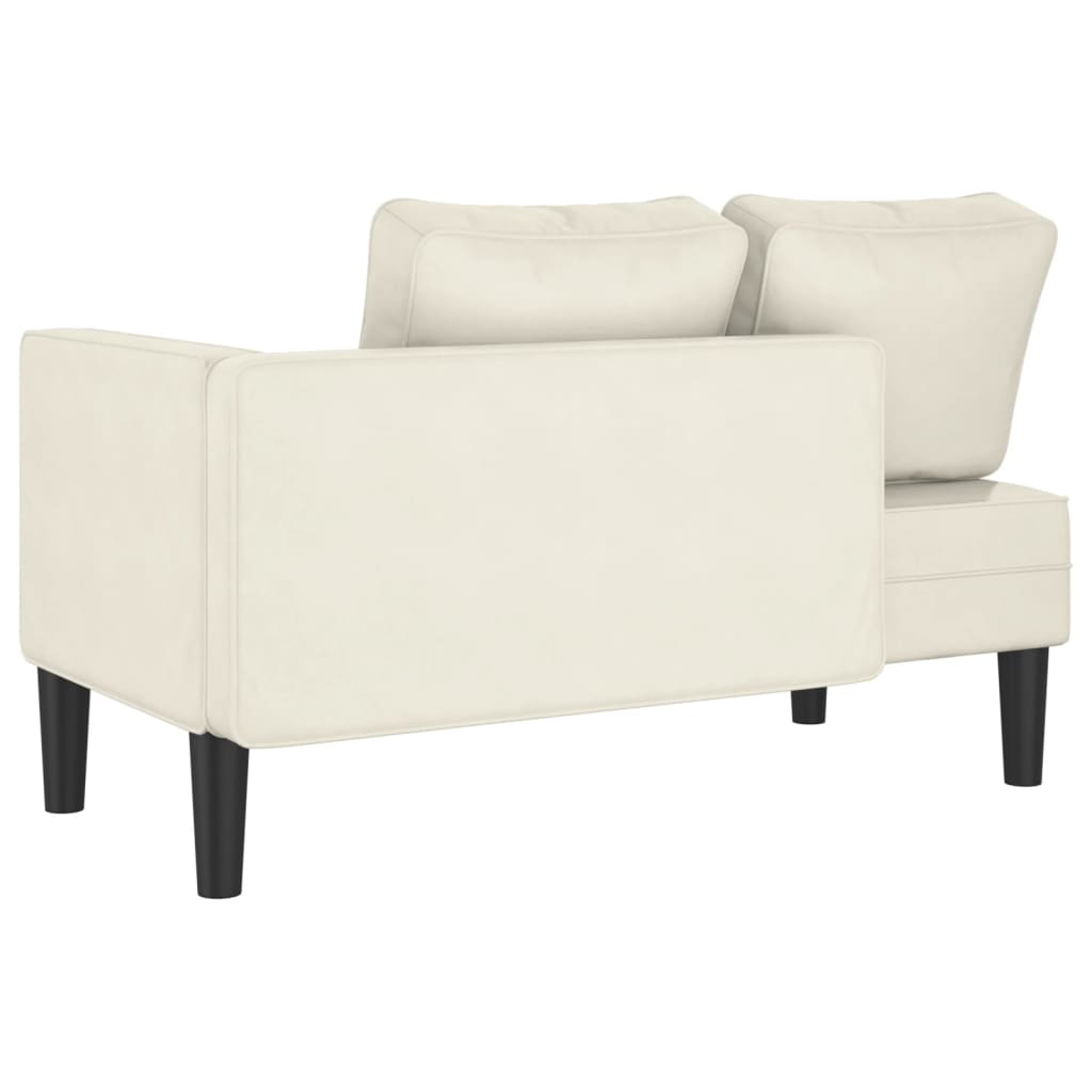 Chaise longue met kussens fluweel crèmekleurig is nu te koop bij PeponiXL, paradijselijk wonen!