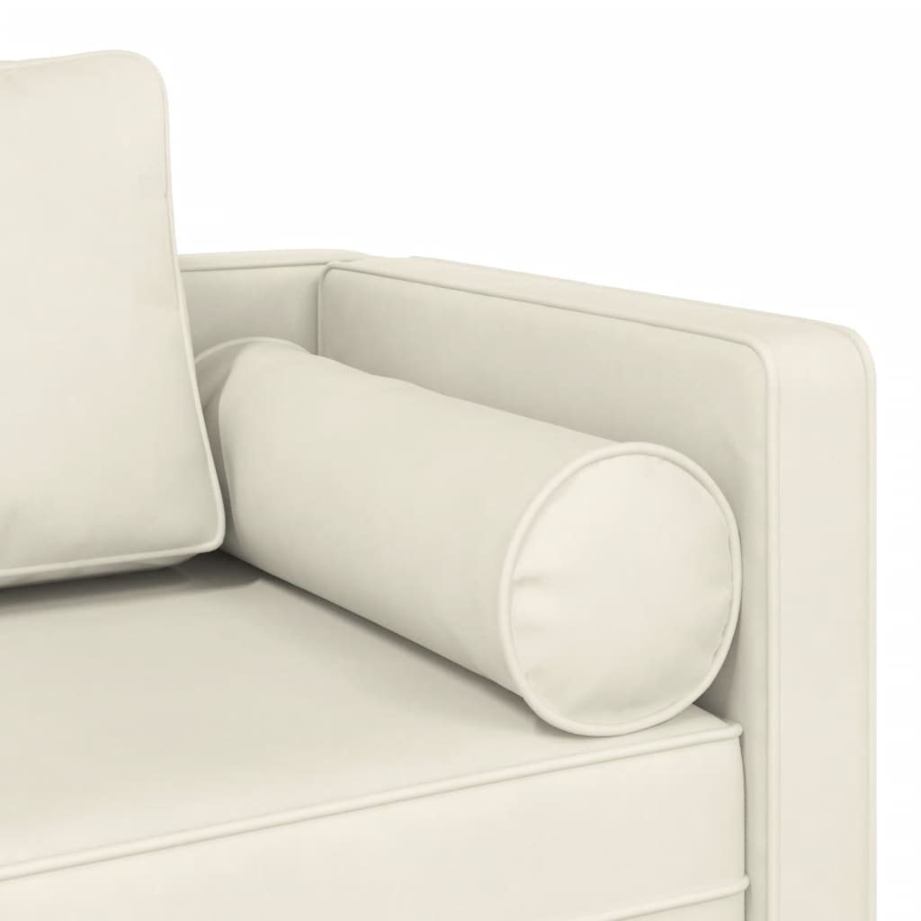 Chaise longue met kussens fluweel crèmekleurig is nu te koop bij PeponiXL, paradijselijk wonen!