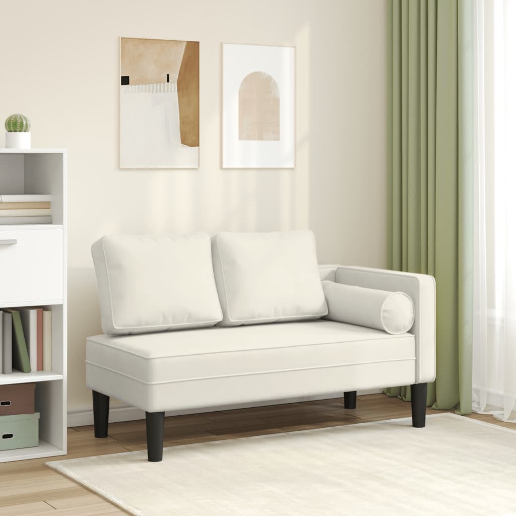 Chaise longue met kussens fluweel crèmekleurig is nu te koop bij PeponiXL, paradijselijk wonen!