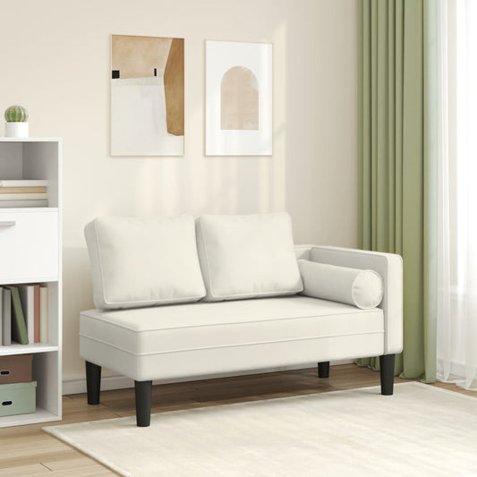 Chaise longue met kussens fluweel crèmekleurig is nu te koop bij PeponiXL, paradijselijk wonen!