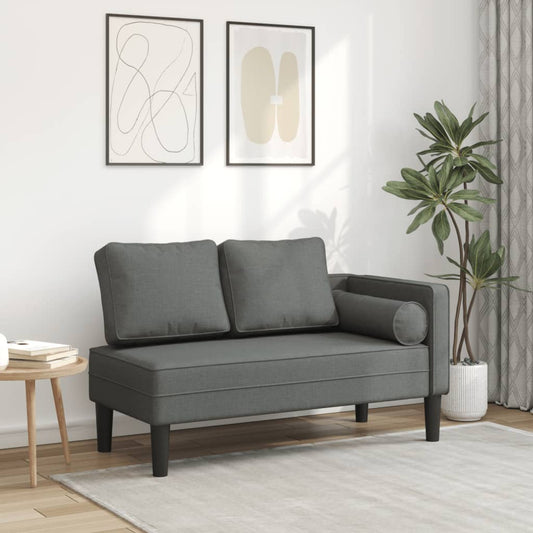 Chaise longue met kussens stof donkergrijs is nu te koop bij PeponiXL, paradijselijk wonen!