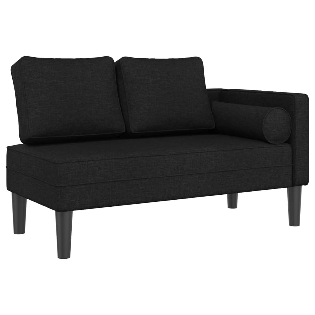 Chaise longue met kussens stof zwart is nu te koop bij PeponiXL, paradijselijk wonen!