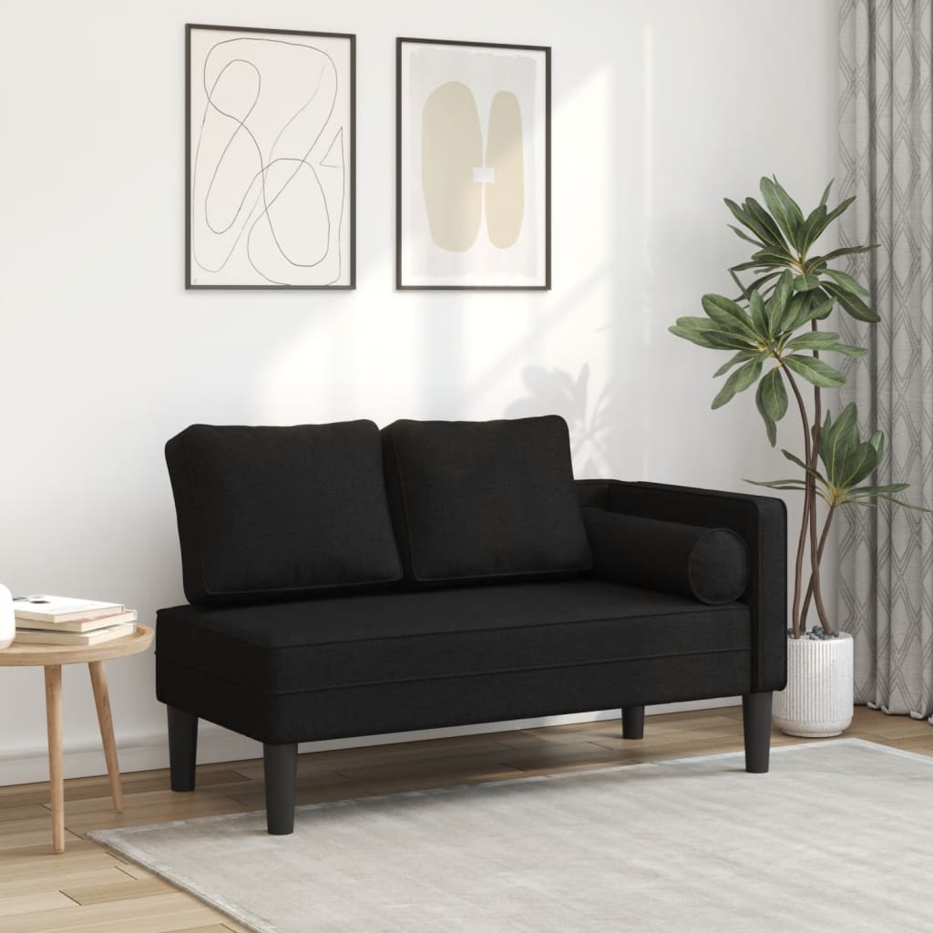 Chaise longue met kussens stof zwart is nu te koop bij PeponiXL, paradijselijk wonen!
