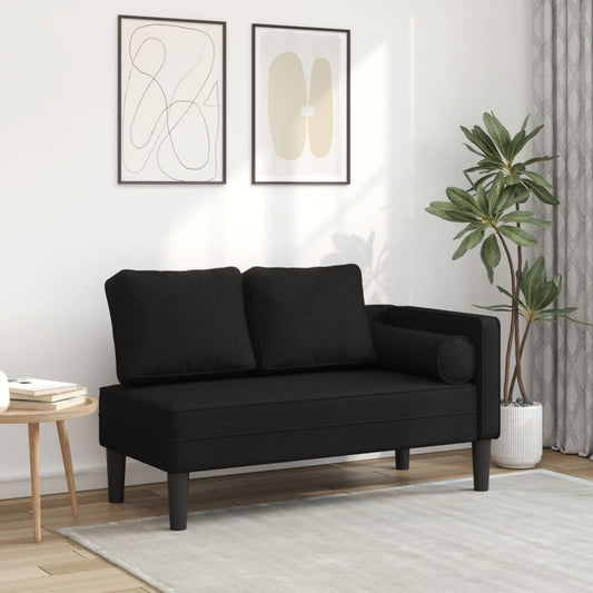 Chaise longue met kussens stof zwart is nu te koop bij PeponiXL, paradijselijk wonen!
