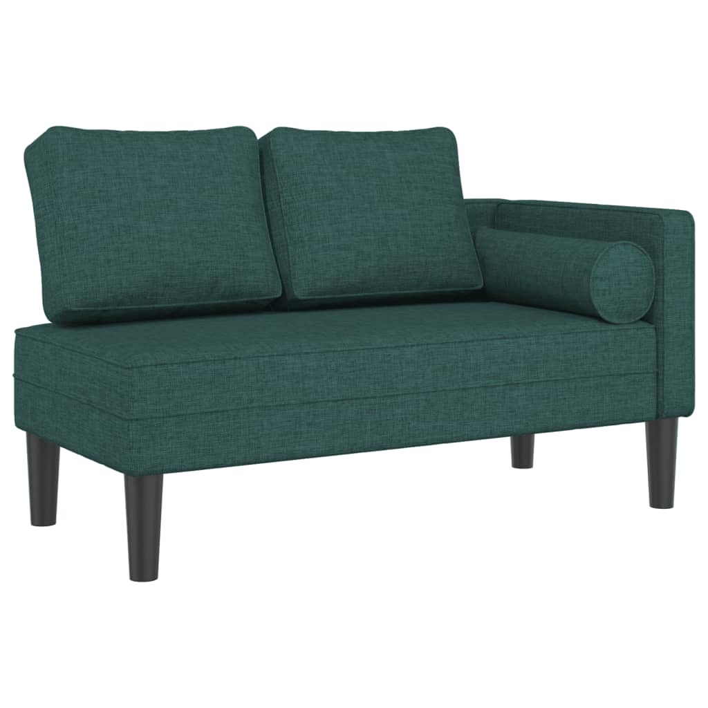 Chaise longue met kussens stof donkergroen is nu te koop bij PeponiXL, paradijselijk wonen!