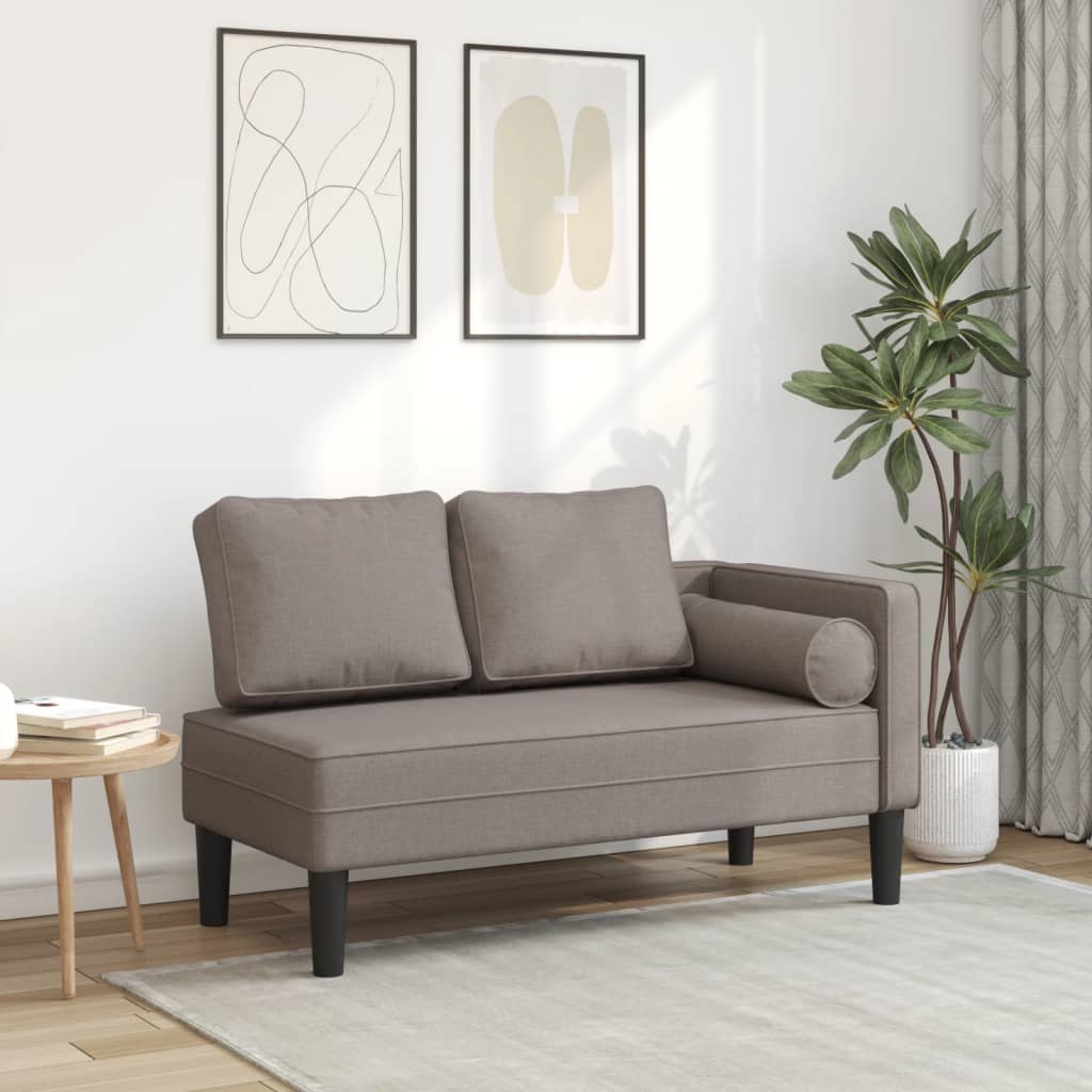 Chaise longue met kussens stof taupe is nu te koop bij PeponiXL, paradijselijk wonen!