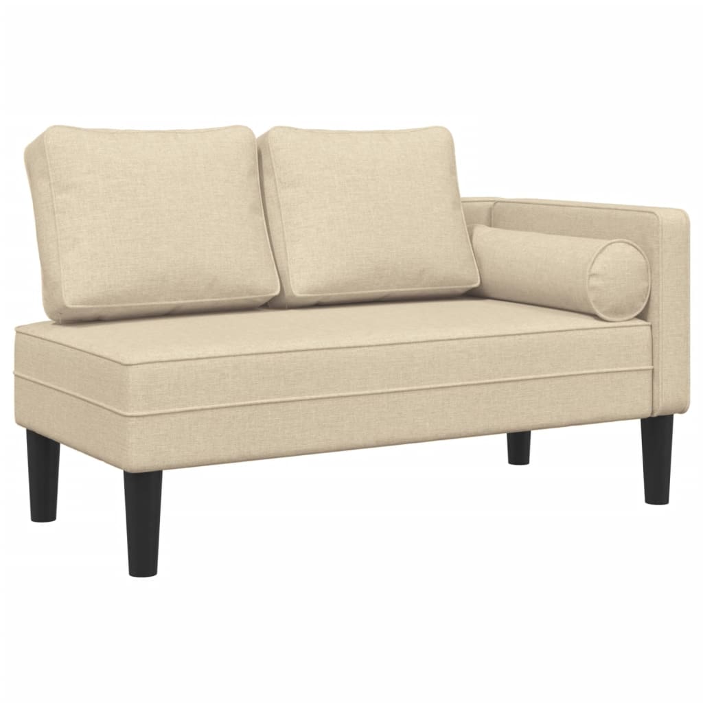 Chaise longue met kussens stof crèmekleurig is nu te koop bij PeponiXL, paradijselijk wonen!