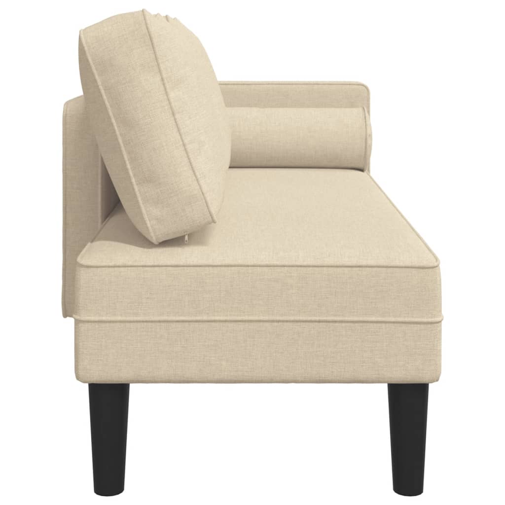 Chaise longue met kussens stof crèmekleurig is nu te koop bij PeponiXL, paradijselijk wonen!