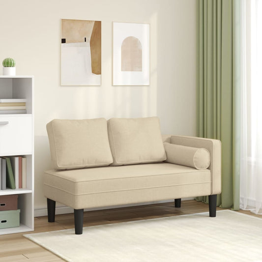 Chaise longue met kussens stof crèmekleurig is nu te koop bij PeponiXL, paradijselijk wonen!
