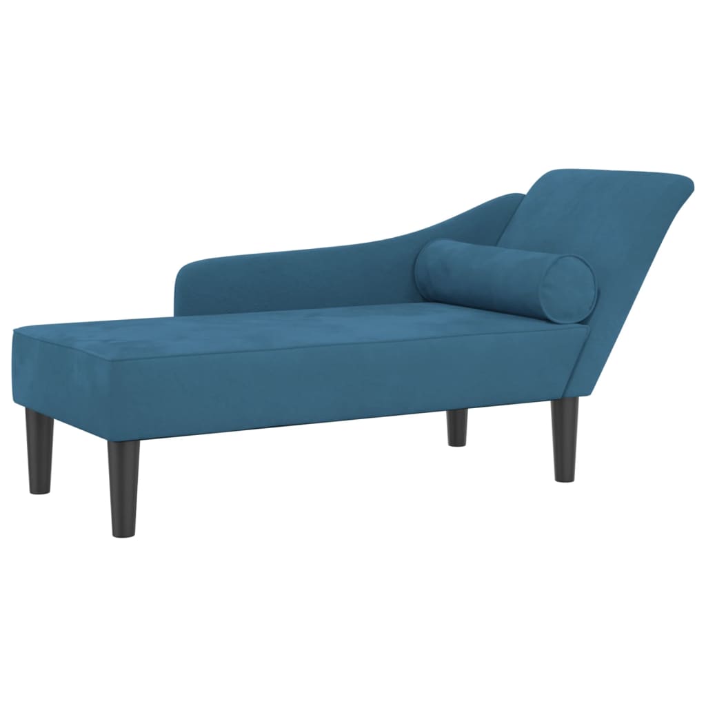 Chaise longue met kussens fluweel blauw is nu te koop bij PeponiXL, paradijselijk wonen!