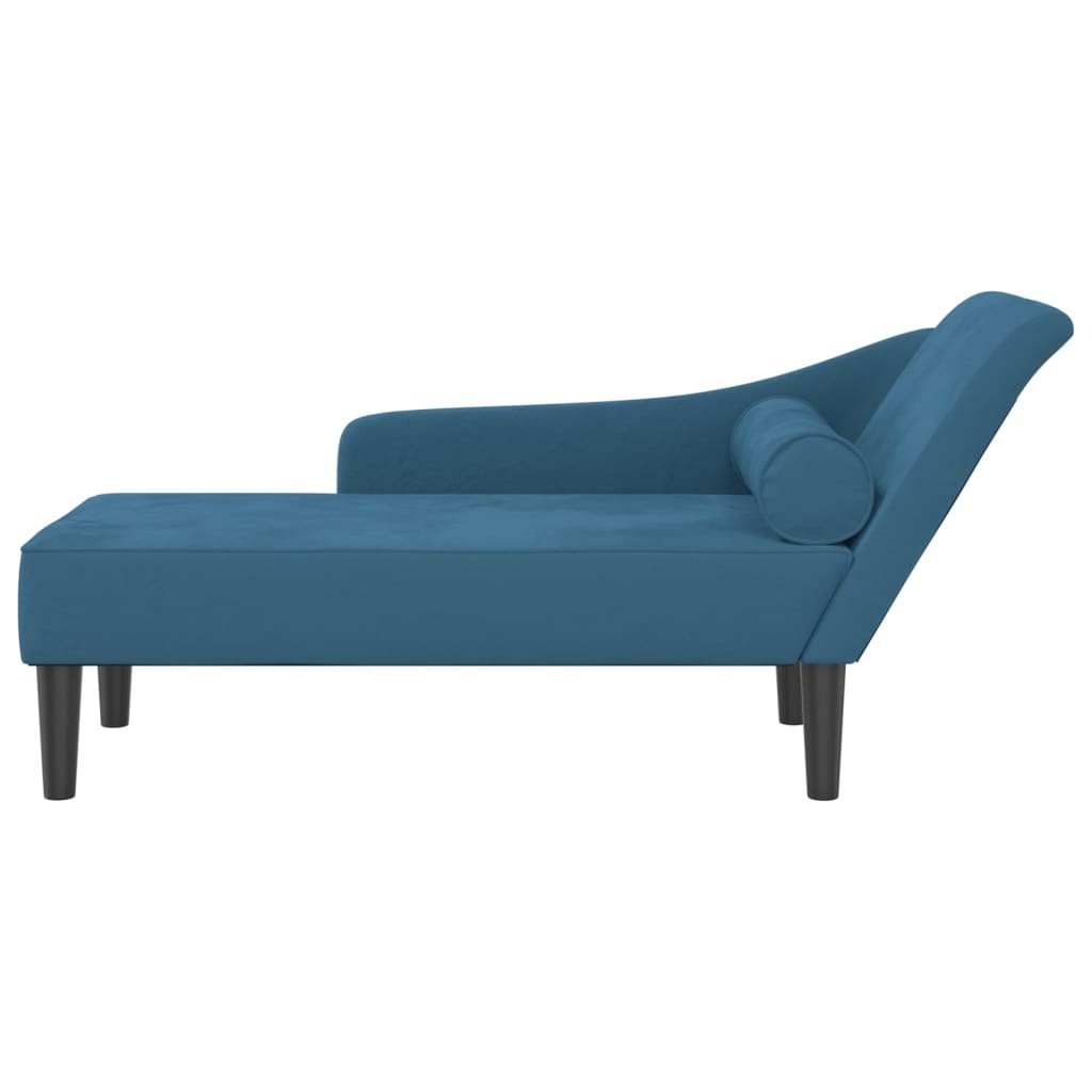Chaise longue met kussens fluweel blauw is nu te koop bij PeponiXL, paradijselijk wonen!