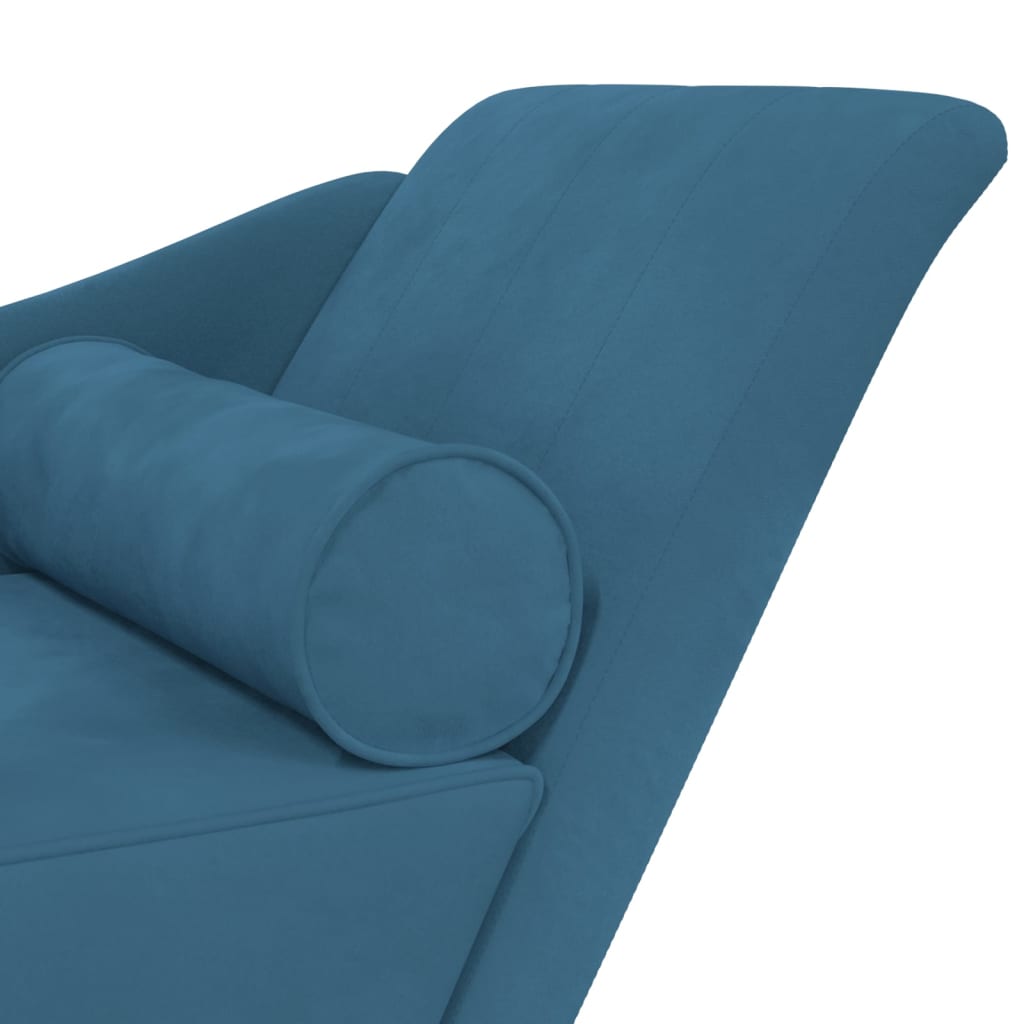 Chaise longue met kussens fluweel blauw is nu te koop bij PeponiXL, paradijselijk wonen!
