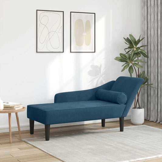 Chaise longue met kussens fluweel blauw is nu te koop bij PeponiXL, paradijselijk wonen!