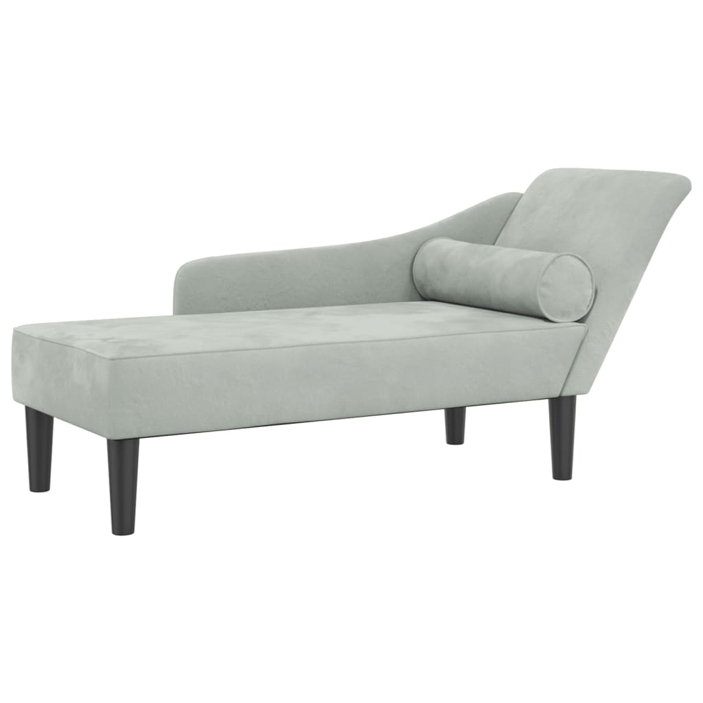 Chaise longue met kussens fluweel lichtgrijs is nu te koop bij PeponiXL, paradijselijk wonen!