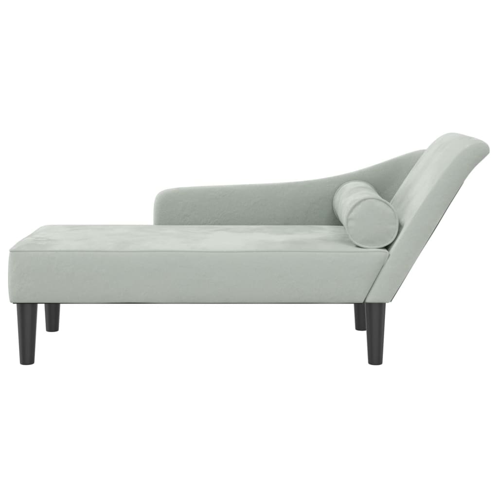 Chaise longue met kussens fluweel lichtgrijs is nu te koop bij PeponiXL, paradijselijk wonen!