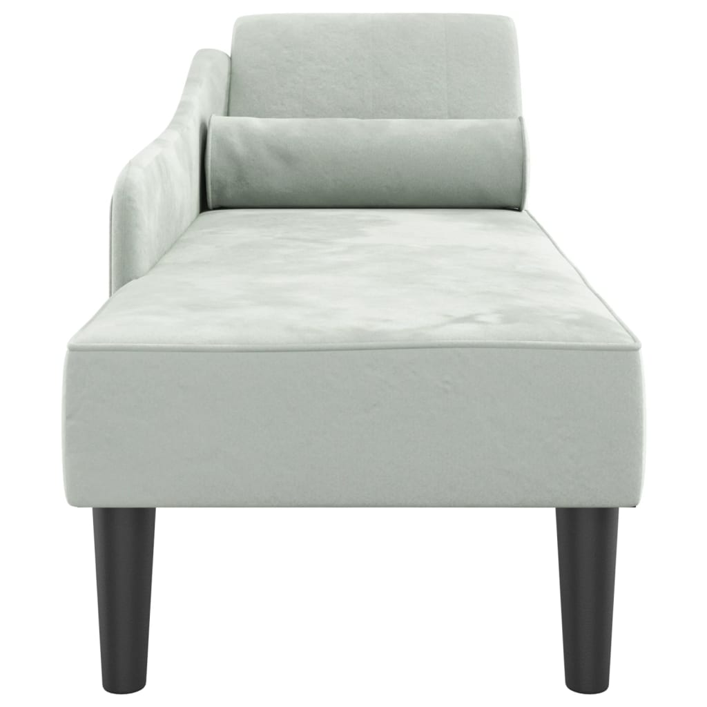 Chaise longue met kussens fluweel lichtgrijs is nu te koop bij PeponiXL, paradijselijk wonen!
