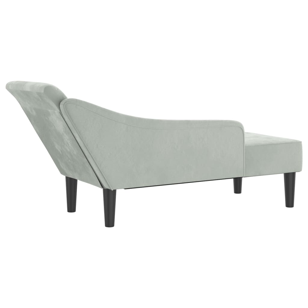 Chaise longue met kussens fluweel lichtgrijs is nu te koop bij PeponiXL, paradijselijk wonen!