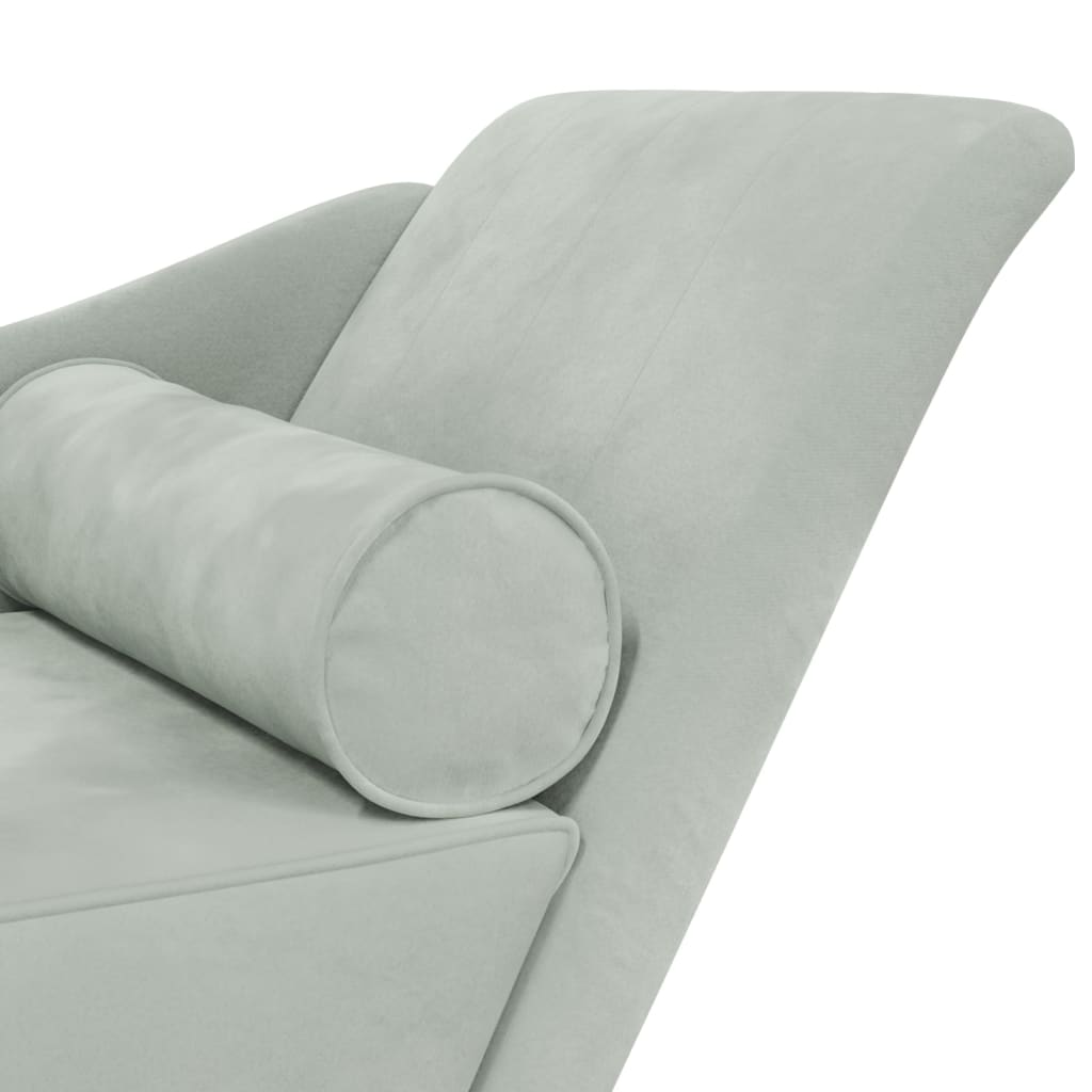Chaise longue met kussens fluweel lichtgrijs is nu te koop bij PeponiXL, paradijselijk wonen!