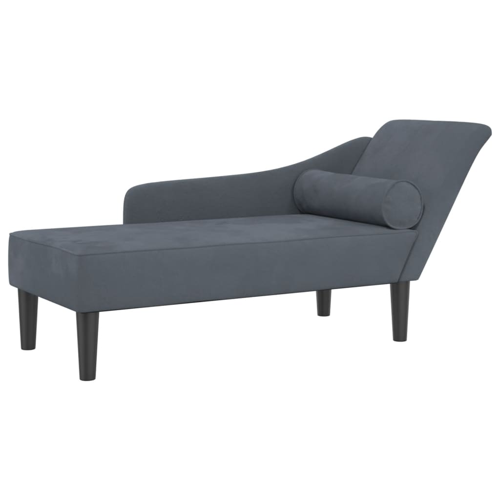 Chaise longue met kussens fluweel donkergrijs is nu te koop bij PeponiXL, paradijselijk wonen!