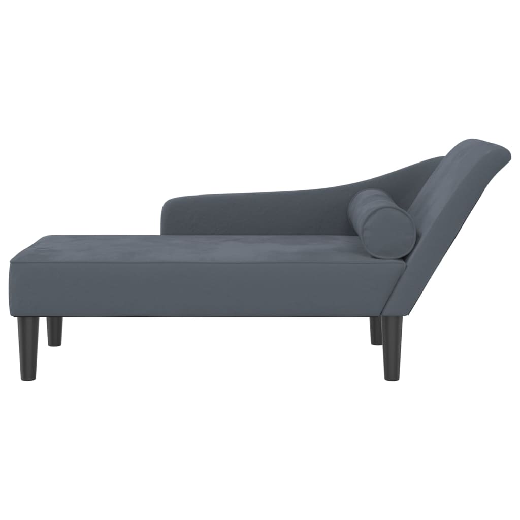 Chaise longue met kussens fluweel donkergrijs is nu te koop bij PeponiXL, paradijselijk wonen!